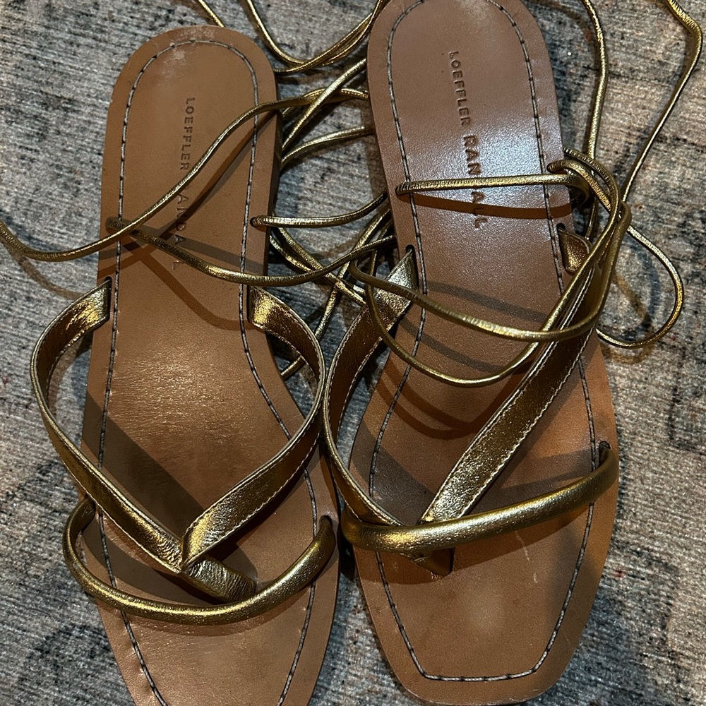 Loeffler Randall Gold Strappy Gladiator Sandals Size 7 - Picture 5 of 5